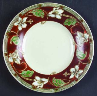 Pfaltzgraff Mission Flower Tapas Plate, Fine China Dinnerware   Rust Band, White