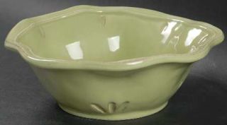 Rustica Green Rim Soup Bowl, Fine China Dinnerware   Solid Sage Green,Embossed L