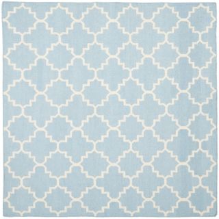 Safavieh Hand woven Moroccan Dhurrie Light Blue/ Ivory Wool Rug (8 Square)