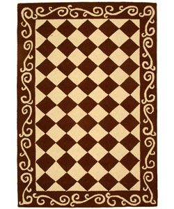 Hand hooked Diamond Brown/ Ivory Wool Rug (39 X 59) (BrownPattern GeometricMeasures 0.375 inch thickTip We recommend the use of a non skid pad to keep the rug in place on smooth surfaces.All rug sizes are approximate. Due to the difference of monitor co