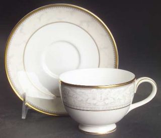 Royal Doulton Naples Footed Cup & Saucer Set, Fine China Dinnerware   Bone, Taup