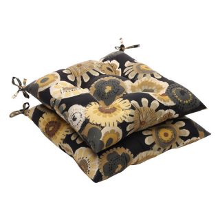 Pillow Perfect 19 x 18.5 Outdoor Floral Tufted Seat Cushion   Set of 2