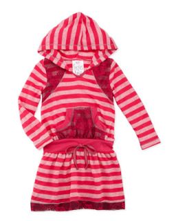 Stripe & Lace Hoodie Dress, 4 6X