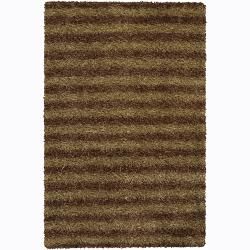 Handwoven Brown/gold Striped Mandara Shag Rug (9 X 13) (GoldPattern: Shag Tip: We recommend the use of a  non skid pad to keep the rug in place on smooth surfaces. All rug sizes are approximate. Due to the difference of monitor colors, some rug colors may