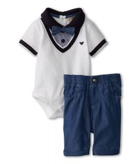 Armani Junior 3 Piece Gift Set with Bow Tie and Pants Boys Sets (White)