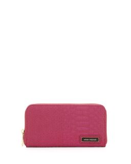 Passion Snake Embossed Continental Wallet, Berry