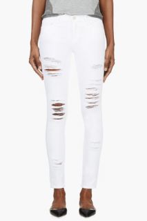 Frame Denim White Distresssed Le Color Rip Jeans