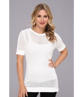 Calvin Klein S/S Rayon Nylon Modern Stch Sweater Womens Sweater (White)