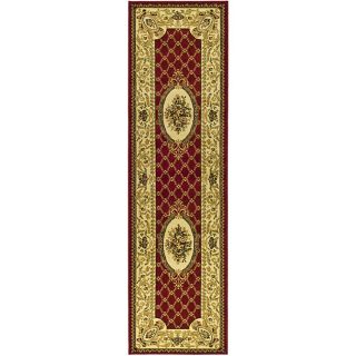 Lyndhurst Collection Traditional Red/ Ivory Runner (2 3 X 8)