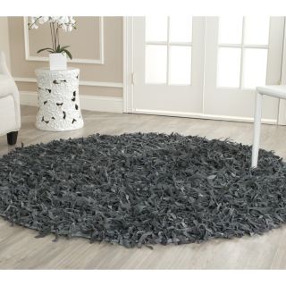 Safavieh Handmade Metro Grey Leather Shag Rug (4 Round)