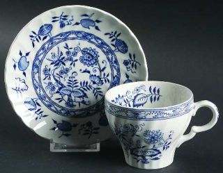 Enoch Wood & Sons Old Vienna Blue Flat Cup & Saucer Set, Fine China Dinnerware  