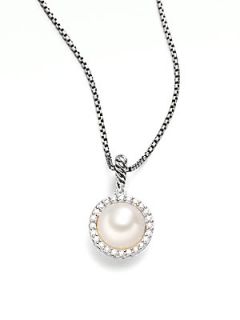David Yurman White Freshwater Pearl, Diamonds & Sterling Silver Necklace   No Co