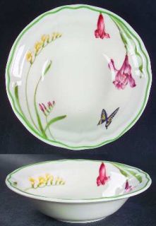 Epoch Summer Meadow Rim Cereal Bowl, Fine China Dinnerware   Flowers,Butterflies