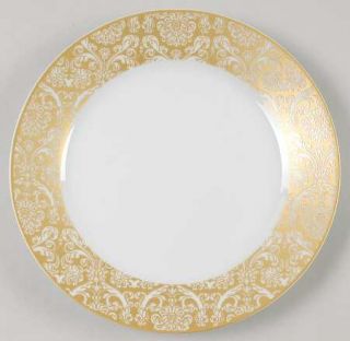 Pier 1 Golden Floral Salad Plate, Fine China Dinnerware   Gold Floral&Scroll Rim