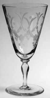 Hawkes 2 3 Water Goblet   Stem #2, Gray Cut Floral/Dot Design
