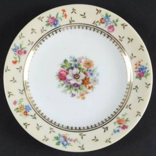 Raynaud Carousel Bread & Butter Plate, Fine China Dinnerware   Gold Leaves, Flor