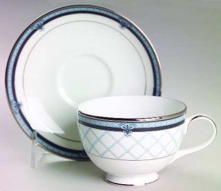 Royal Doulton Countess Footed Cup & Saucer Set, Fine China Dinnerware   Bone,Blu