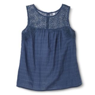 Xhilaration Juniors Crochet Trim Top   Blue S(3 5)