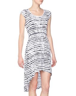 Striped Hi Low Dress, White/Navy