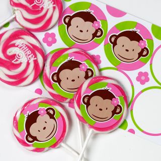 Pink Mod Monkey Large Lollipop Sticker Kit