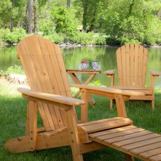 Big Daddy Reclining Adirondack Chair Set with FREE Side Table   Natural