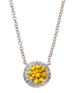 Canary and White Cubic Zirconia Pendant Necklace