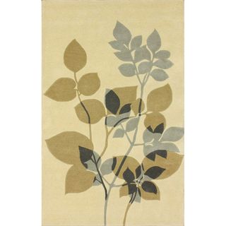 Nuloom Handmade Floral Natural Wool Rug (76 X 96) (NaturalPattern: FloralTip: We recommend the use of a non skid pad to keep the rug in place on smooth surfaces.All rug sizes are approximate. Due to the difference of monitor colors, some rug colors may va